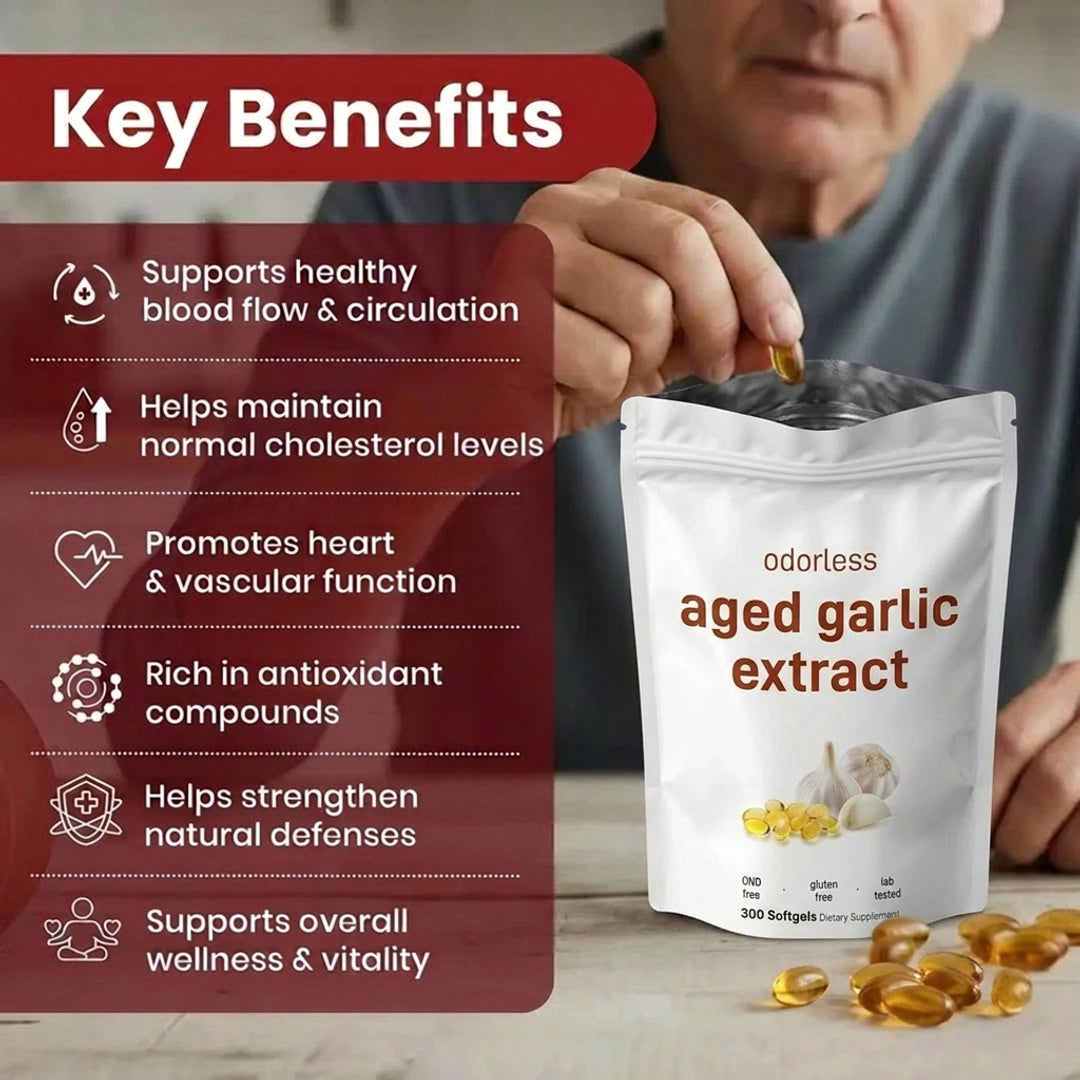 Odourless Aged Garlic Softgels: Daily Cardiovascular Formula
